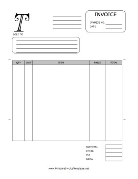 Monogram T Invoice Template