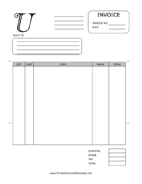 Monogram U Invoice Template