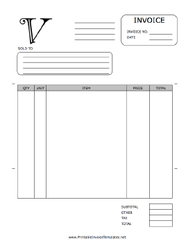 Monogram V Invoice Template