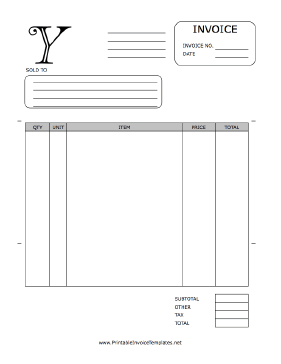 Monogram Y Invoice Template