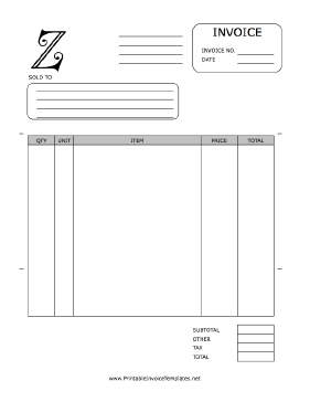 Monogram Z Invoice Template