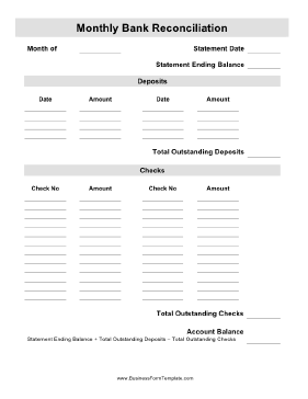 Monthly Bank Reconciliation