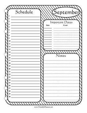 Monthly Planner September