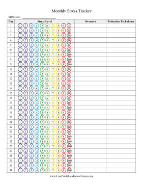 Monthly Stress Tracker