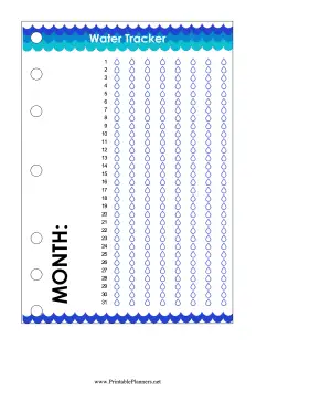 Monthly Water Tracker A5