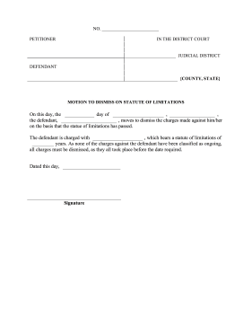 Motion To Dismiss Statute Limitations