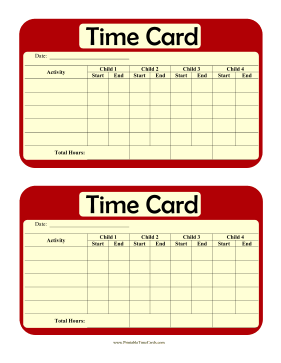 Multi-Child Daily Time Card