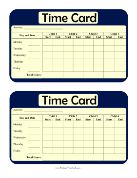 Multi-Child Weekly Time Card