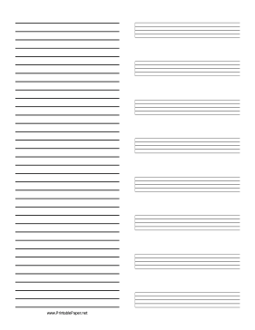 Printable Music Paper with Annotations on Left