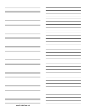 Printable Music Paper with Annotations on Right