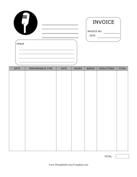 Music Performance Invoice Template