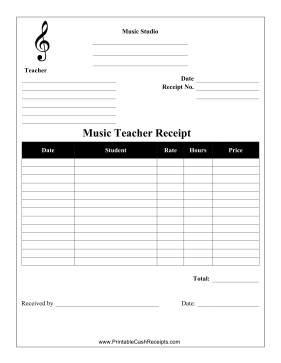 Music Teacher Receipt