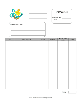 Nanny Invoice Template