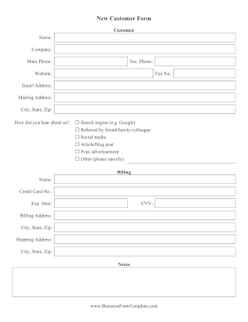 TemplateVault - New Customer Form