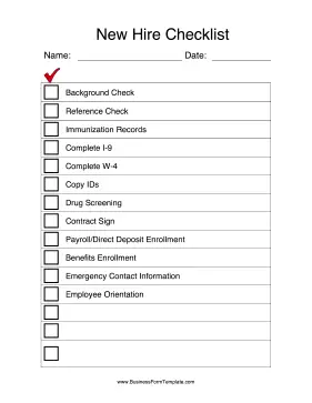 New Hire Checklist