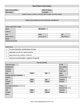 New Patient Sheet