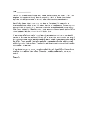 News Station Complaint Letter