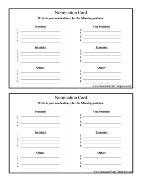 Nomination Card