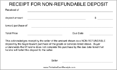 Non-refundable Deposit Receipt