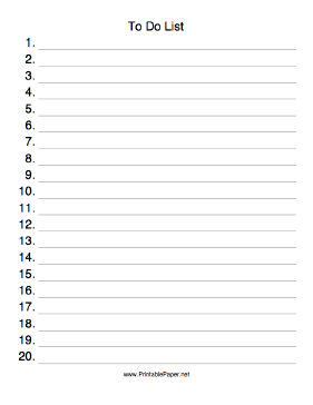 Printable Numbered To Do List