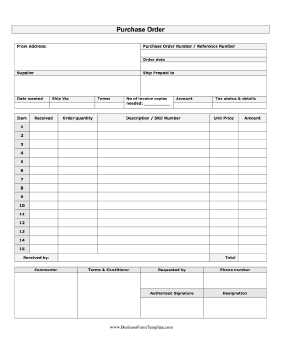 Numbered Purchase Order