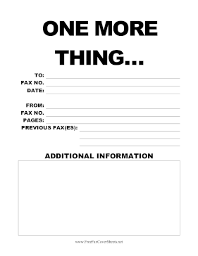 One More Thing fax cover sheet