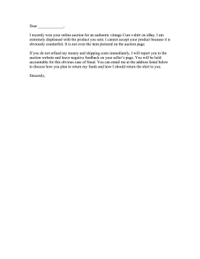 Online Auction Complaint Letter