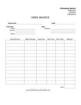 Open Invoice Template