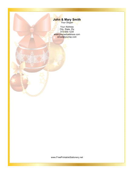 Ornaments with Gold Border stationery design