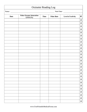 Oximeter Reading Log