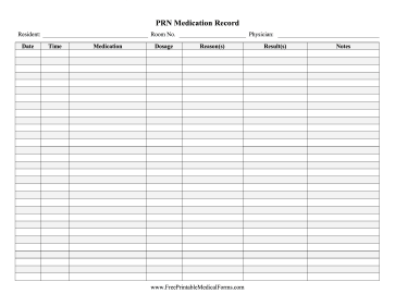 PRN Medication Record