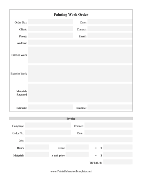 Painting Work Order Template