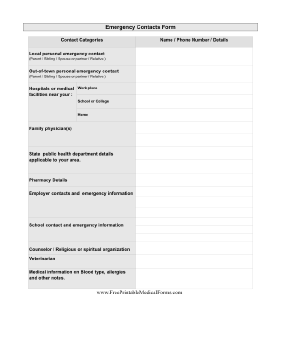 Pandemic-Emergency Contacts Form