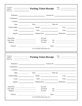 Parking Ticket Receipt