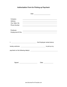 Paycheck Authorization Form