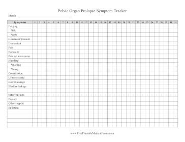 Pelvic Organ Prolapse Symptom Tracker