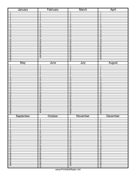 Printable Perpetual Calendar - Single Page