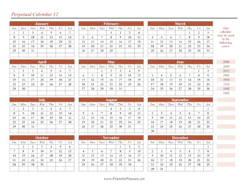 Perpetual Calendar 12