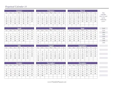 Perpetual Calendar 14