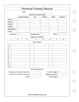 Personal Fitness Record - Left