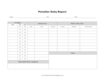 Petsitter Daily Log