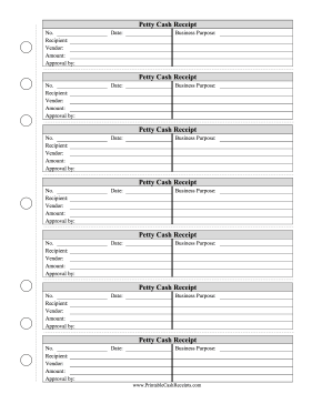 Petty Cash Book (7 per page)