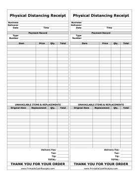 Physical Distancing Receipt With Replacements