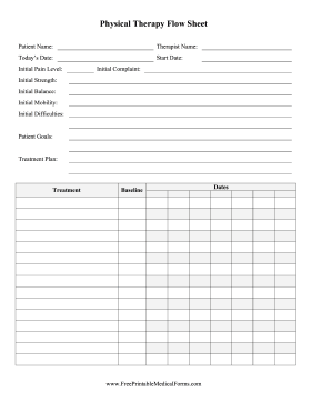 Physical Therapy Flow Sheet