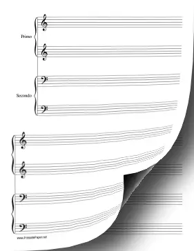 Printable Piano Duet-1 Piano in 4 Hands-low Music Paper