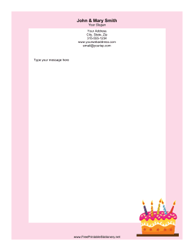 Pink Cake stationery design