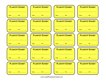 Plaintiff Exhibit Labels