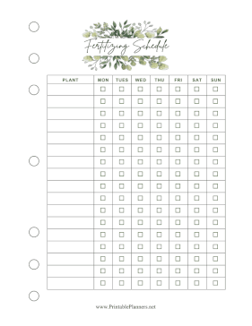 Plant Fertilizing Schedule