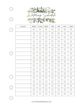 Plant Watering Schedule