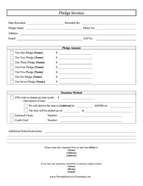 Pledge Invoice Template